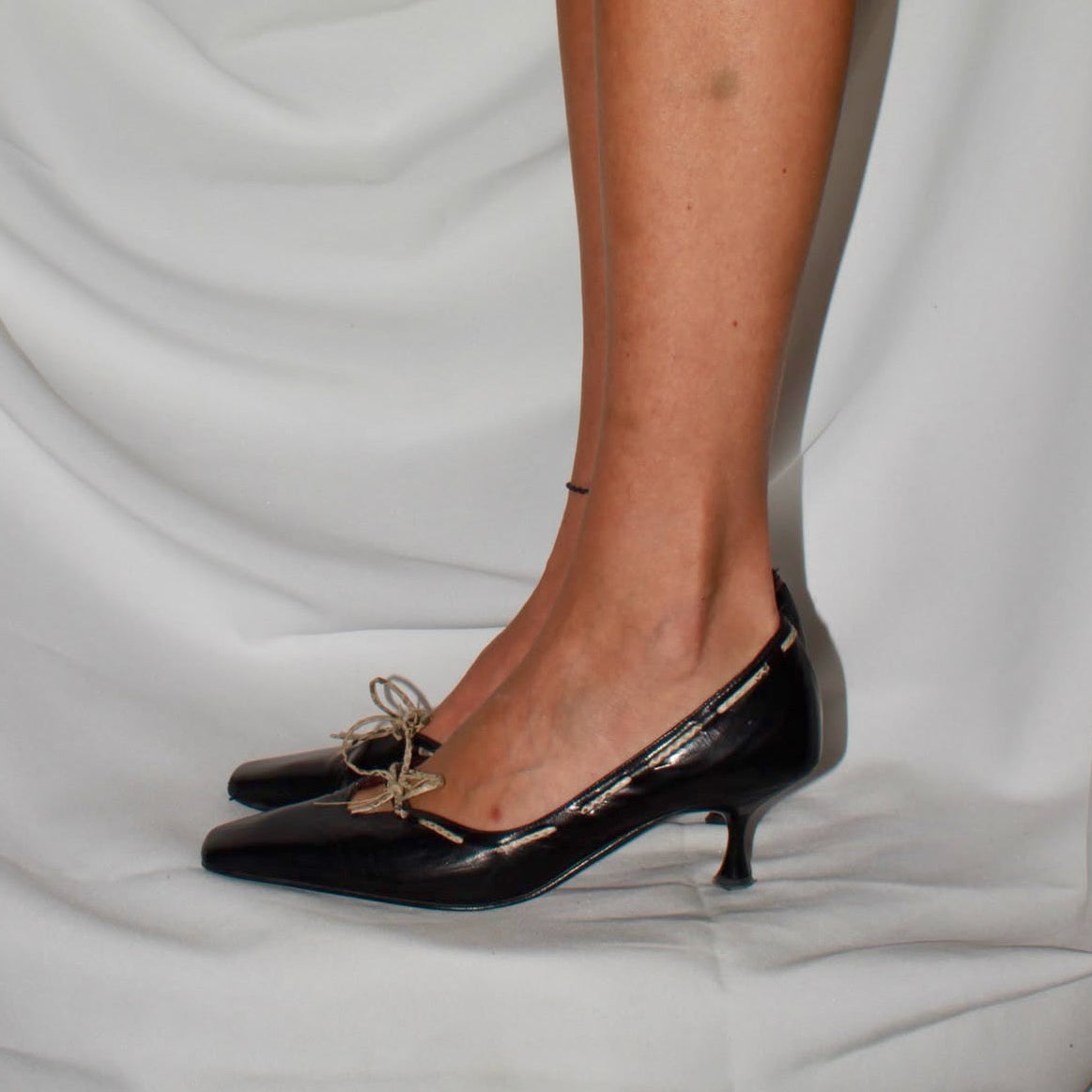 Tie-front kitten heels