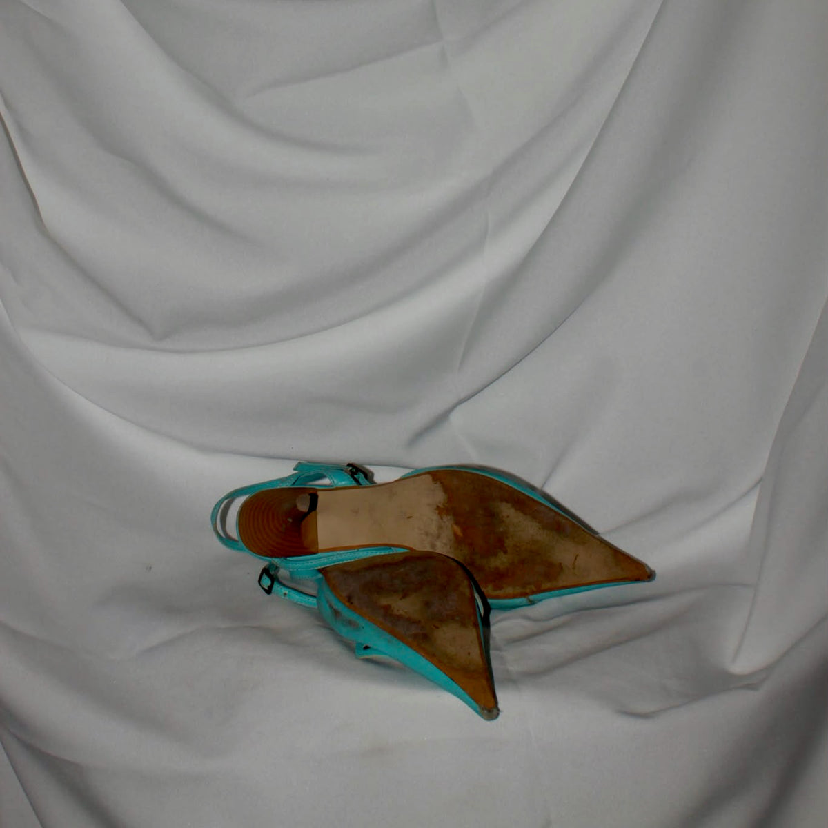 Turquoise heels with buckle