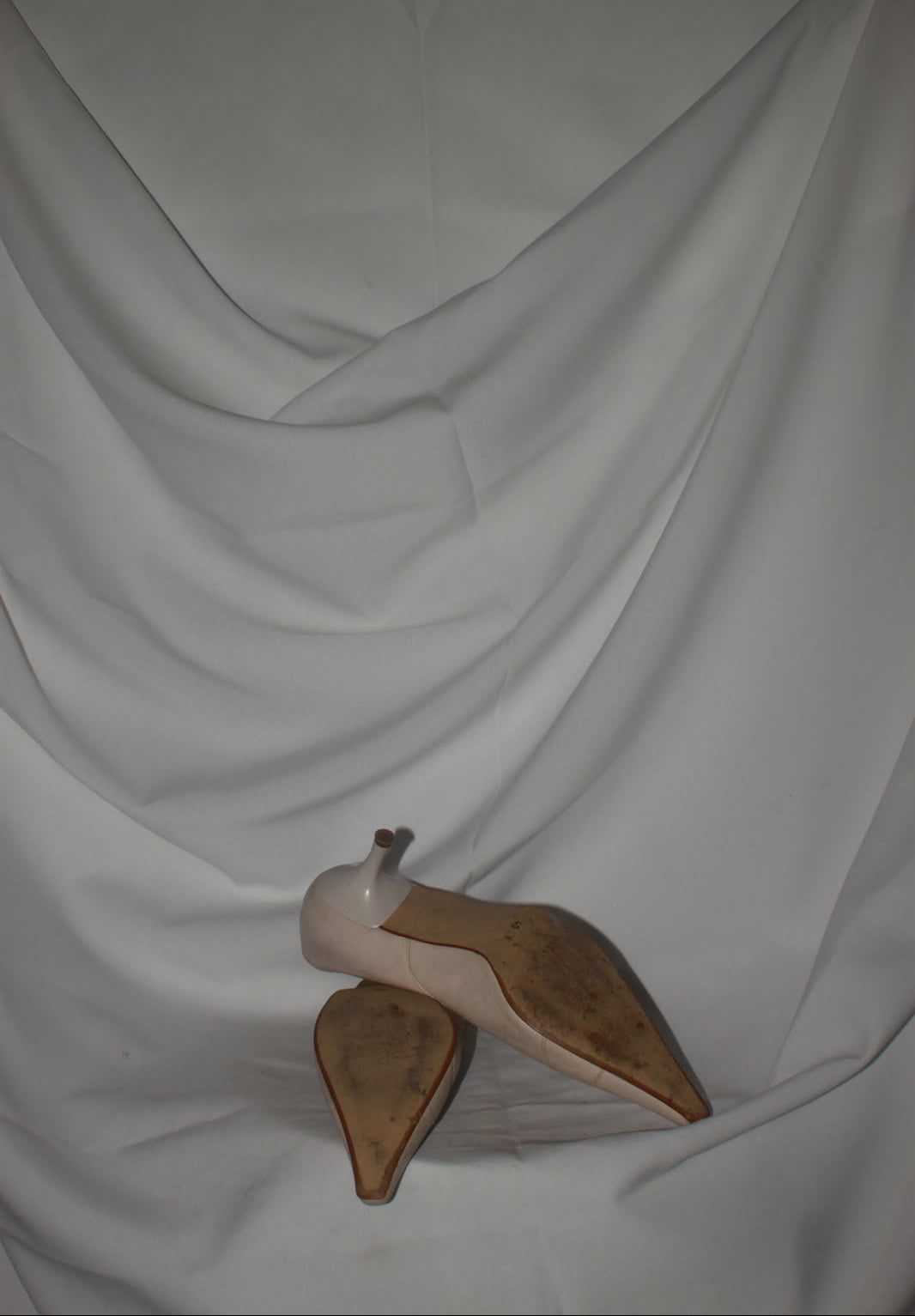 White leather kitten heels by Straboski
