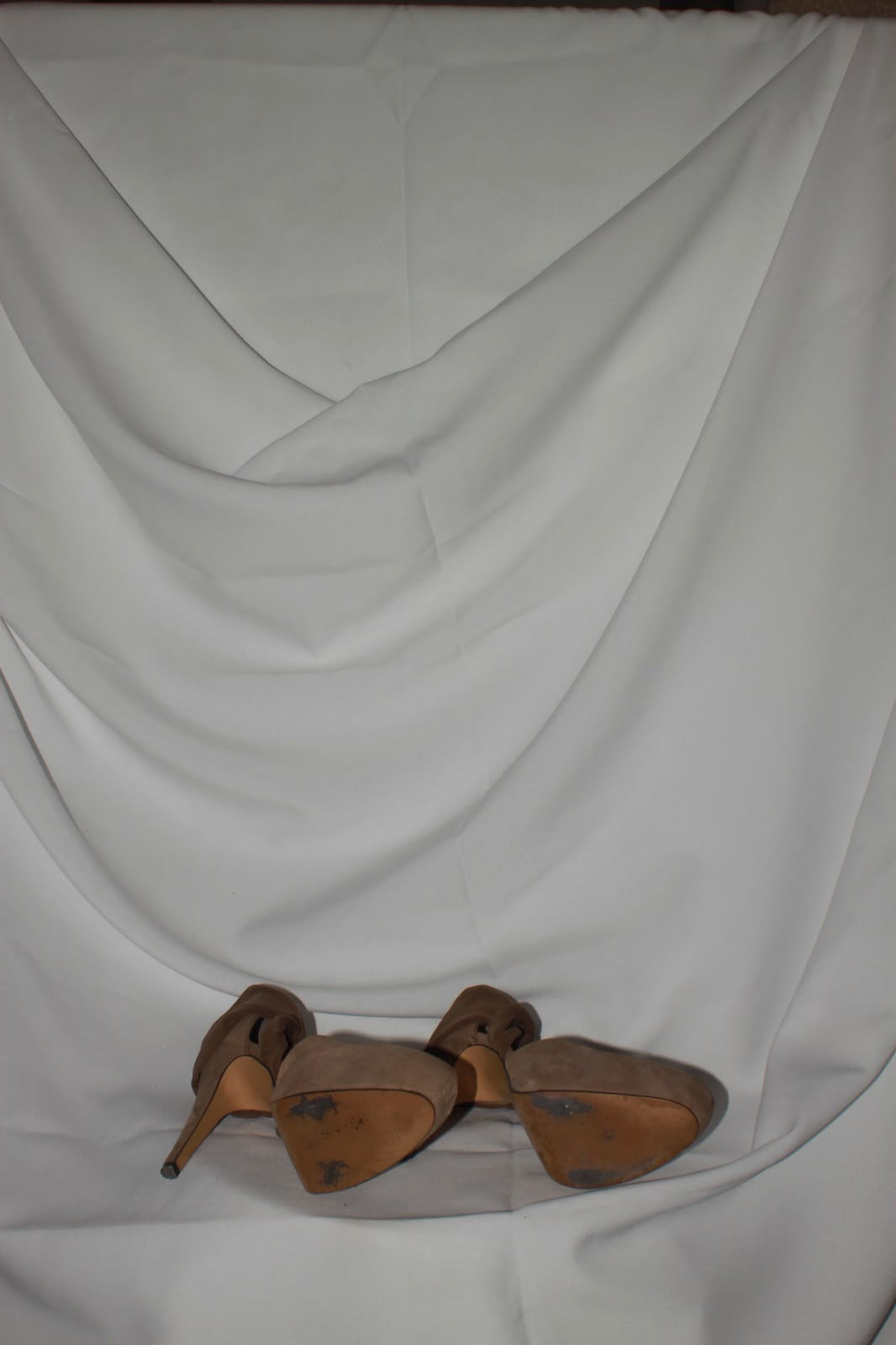 Tan satin heels by Nine West