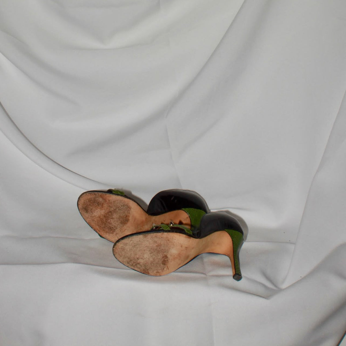 Green spike heels
